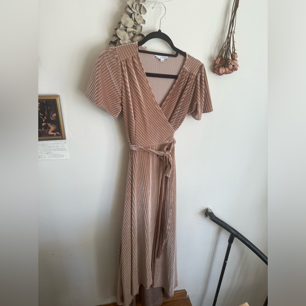 Baltic born pink velvet wrap dress